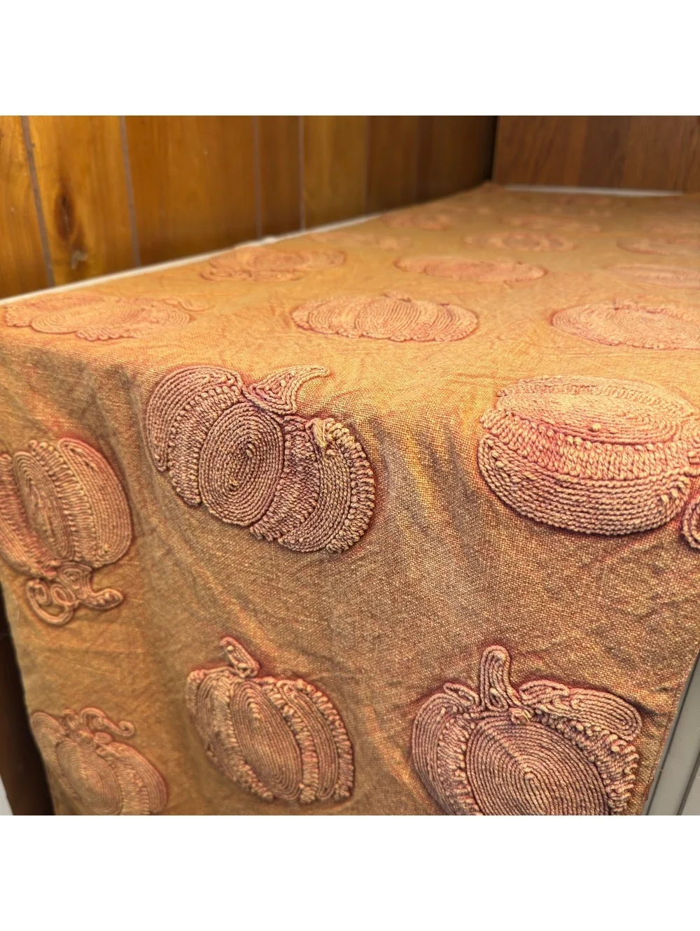 Embroidered Pumpkin Table Runner Rachel Zoe 16x71 Fall Thanksgiving Autumn Decor